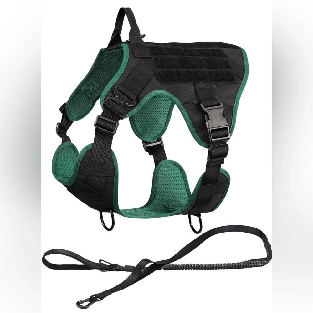 Tactical Dog Harness and Vest Set - Strong & Adjustable Fit with Metal D Ring